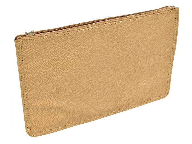 Borsa a spalla in pelle caviar beige Chanel - vista 5