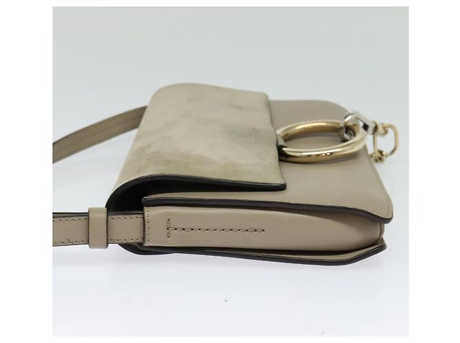 Chloé Borsa a Spalla Faye in Pelle e Suede - Piccola Beige - vista 3