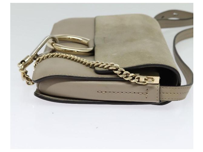 Chloé Borsa a Spalla Faye in Pelle e Suede - Piccola Beige - vista 4