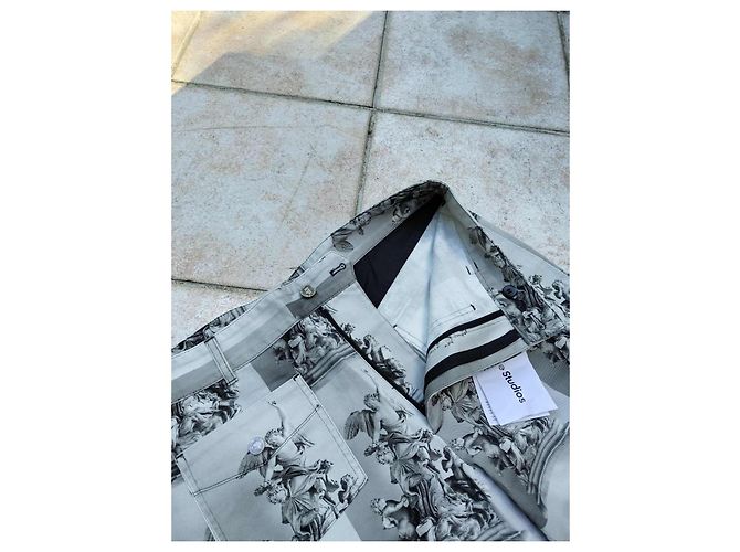 sublime weit geschnittene gerade Jeans von Acne Studios mit Statue Druck Größe W32 / 42 FR neu mit Etiketten Grau - view 5