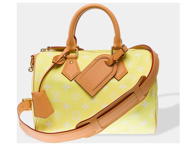 Borsa LOUIS VUITTON Speedy in Tela Gialla - 102940 Giallo - vista 3