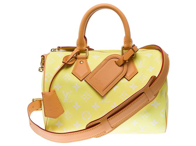 Borsa LOUIS VUITTON Speedy in Tela Gialla - 102940 Giallo - vista 4