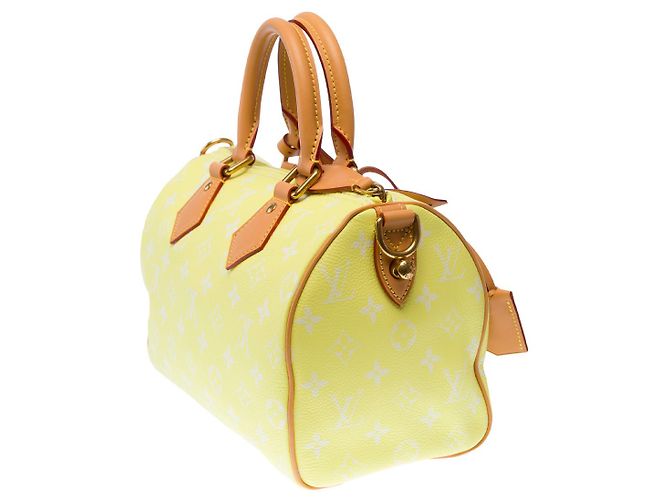 Borsa LOUIS VUITTON Speedy in Tela Gialla - 102940 Giallo - vista 7