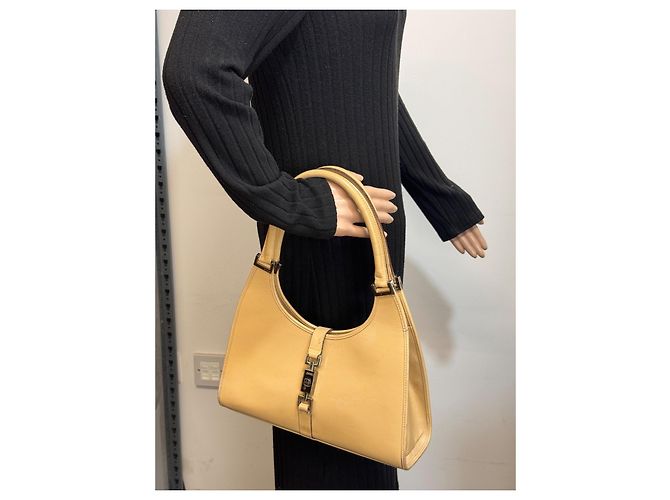 Borsa a spalla Gucci Jackie in pelle beige 283 - vista 10
