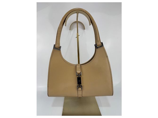 Borsa a spalla Gucci Jackie in pelle beige 283 - vista 2