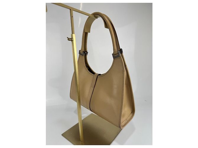 Borsa a spalla Gucci Jackie in pelle beige 283 - vista 4