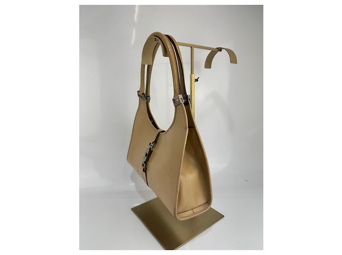 Borsa a spalla Gucci Jackie in pelle beige 283 - vista 6