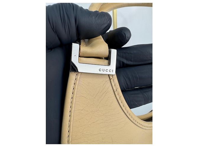 Borsa a spalla Gucci Jackie in pelle beige 283 - vista 8