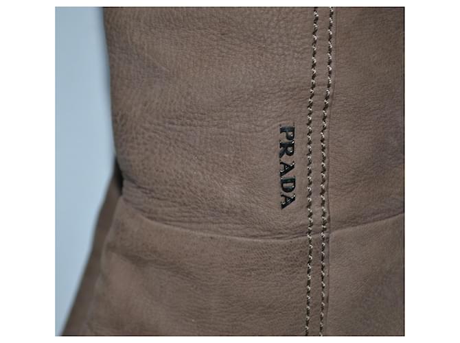 Botas Prada de cuero marrón Castaño - vista 2