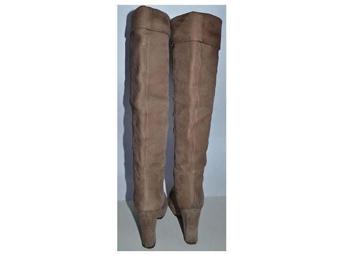 Botas Prada de cuero marrón Castaño - vista 4