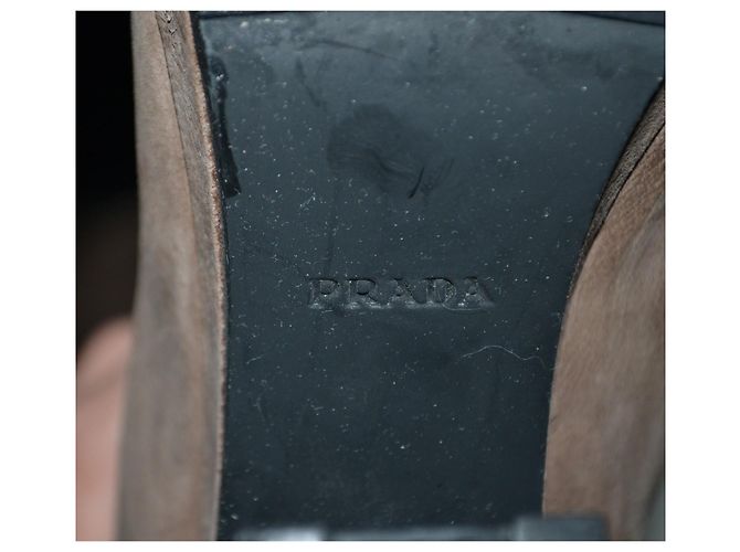 Botas Prada de cuero marrón Castaño - vista 7
