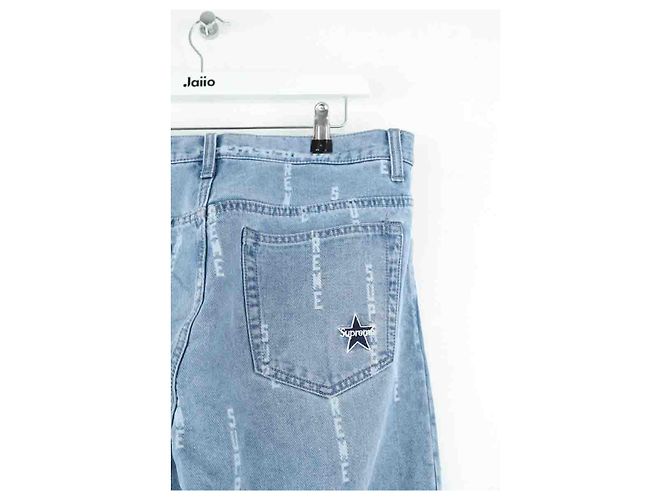 Supreme Jeans dritti in cotone blu - vista 4