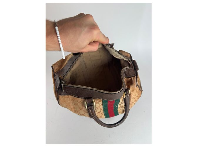 Mini Boston Monogram Bah Marrone Vintage Gucci - vista 3
