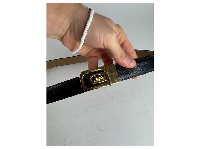 Céline Cinturón de cuero negro con logo de carruaje vintage Celine Paris - vista 2