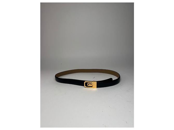Céline Cinturón de cuero negro con logo de carruaje vintage Celine Paris - vista 5