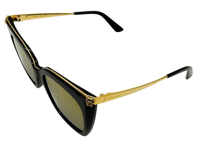 Gafas de sol redondas Panthère Light 55MM Negro / Oro de Cartier - vista 3