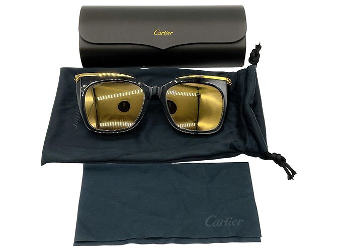 Gafas de sol redondas Panthère Light 55MM Negro / Oro de Cartier - vista 7