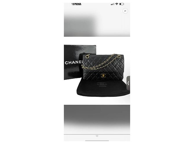 Borsa a mano Chanel Timeless Classic 25 in pelle d'agnello nera Nero - vista 2
