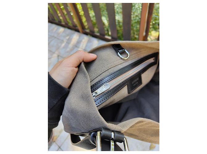 Sublime borsa tote Lemaire in cotone e pelle beige, nuova - vista 10