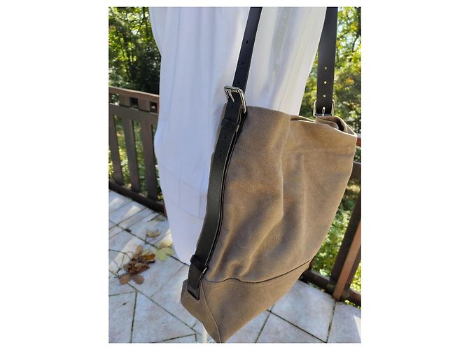 Sublime borsa tote Lemaire in cotone e pelle beige, nuova - vista 3