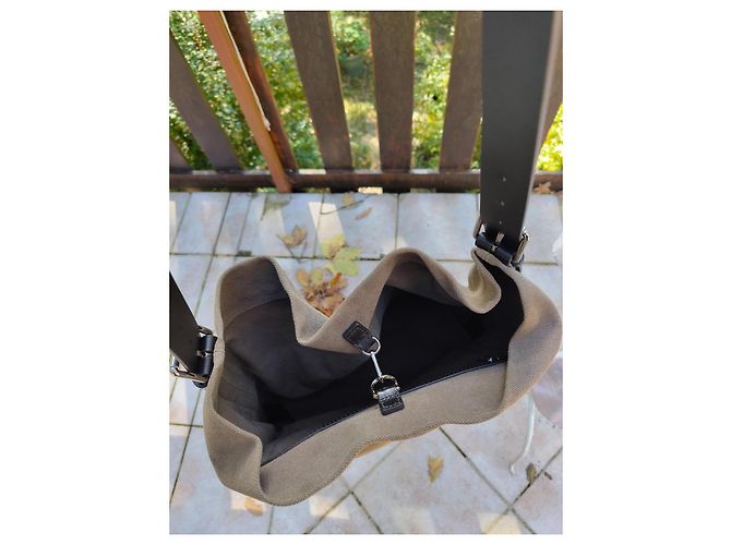 Sublime borsa tote Lemaire in cotone e pelle beige, nuova - vista 7