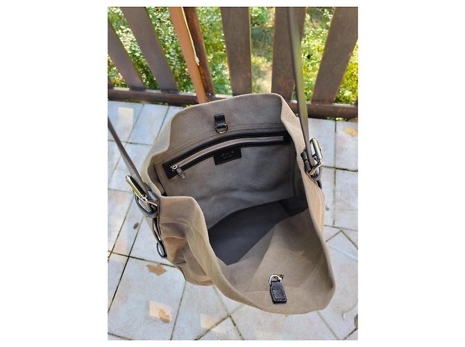 Sublime borsa tote Lemaire in cotone e pelle beige, nuova - vista 8