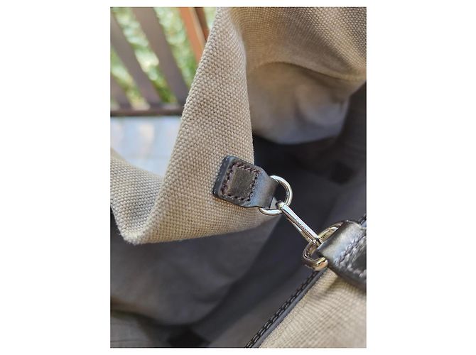 Sublime borsa tote Lemaire in cotone e pelle beige, nuova - vista 9