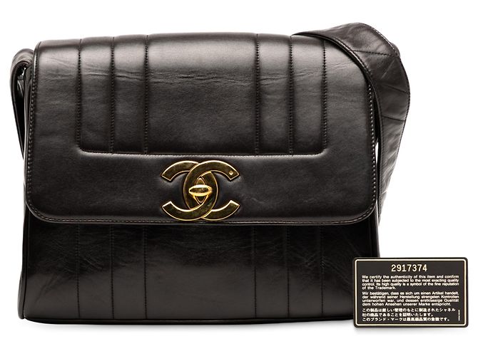Chanel Nero Pelle di Agnello Trapuntata Verticale - vista 8