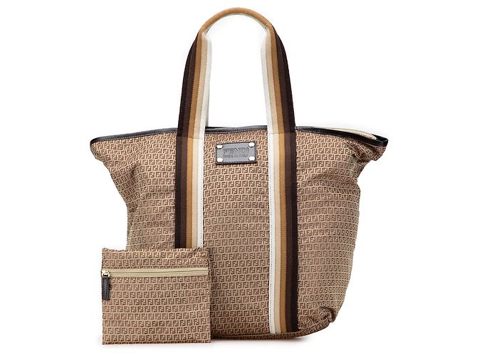 Fendi Braune Micro Zucchino Nylon Tasche Hellbraun - Ansicht 11
