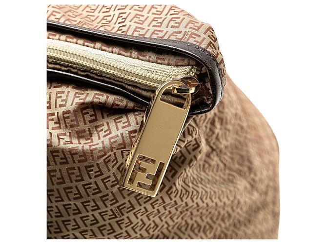 Fendi Braune Micro Zucchino Nylon Tasche Hellbraun - Ansicht 8