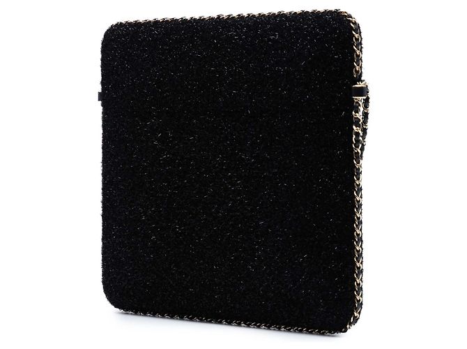 Supporto per tablet in tweed nero CC di Chanel con catena da indossare a tracolla - vista 2