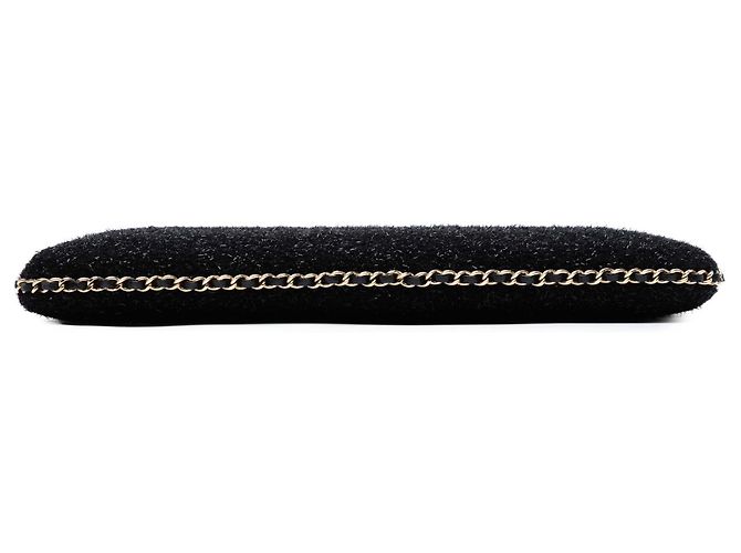 Supporto per tablet in tweed nero CC di Chanel con catena da indossare a tracolla - vista 3