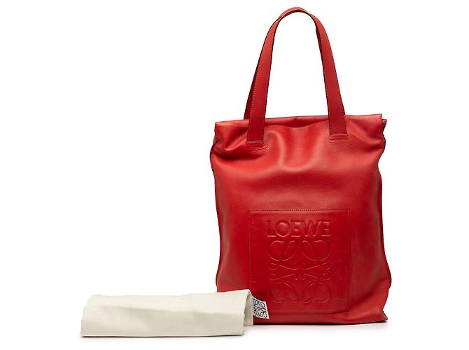 LOEWE Rote Leder Anagram Shopper Tasche - Ansicht 10