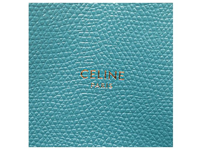 Céline Celine kleine vertikale Tasche aus blauer, genarbter Kalbsleder Türkis - Ansicht 5
