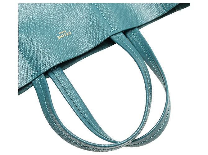 Céline Celine kleine vertikale Tasche aus blauer, genarbter Kalbsleder Türkis - Ansicht 9