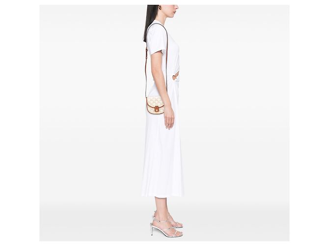 Céline Bolso cruzado Celine Mini Triomphe de lona recubierta blanca Castaño Blanco - vista 10