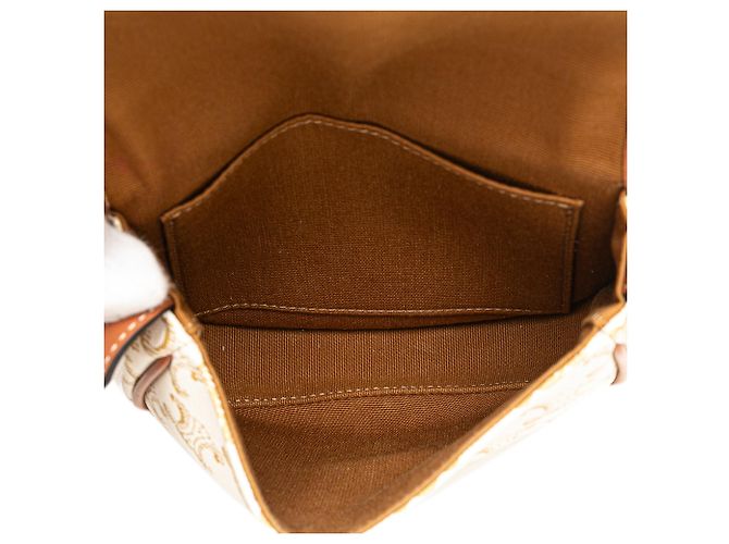 Céline Bolso cruzado Celine Mini Triomphe de lona recubierta blanca Castaño Blanco - vista 4