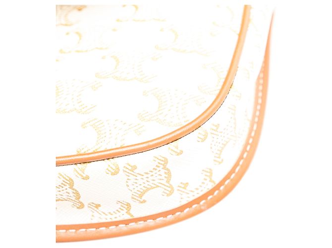 Céline Bolso cruzado Celine Mini Triomphe de lona recubierta blanca Castaño Blanco - vista 8
