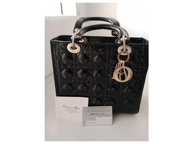 Borsa Lady Dior Christian Dior in pelle lucida nera Nero - vista 2