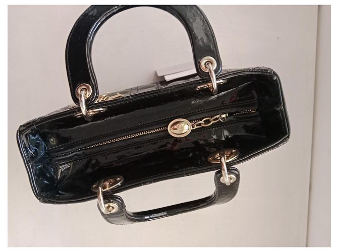 Borsa Lady Dior Christian Dior in pelle lucida nera Nero - vista 5