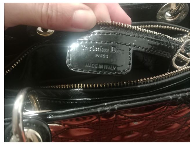 Borsa Lady Dior Christian Dior in pelle lucida nera Nero - vista 7