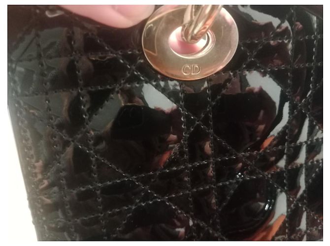 Borsa Lady Dior Christian Dior in pelle lucida nera Nero - vista 9