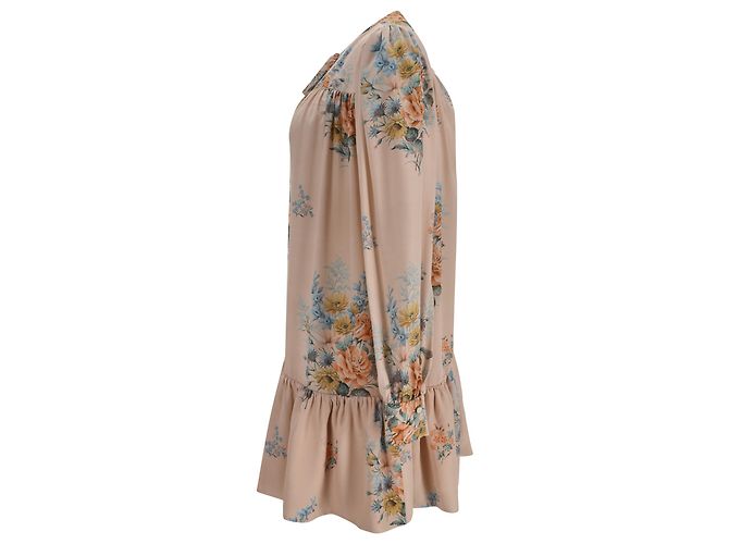 Vestido Mini Alexander McQueen en Seda con Estampado Floral Multicolor - vista 2