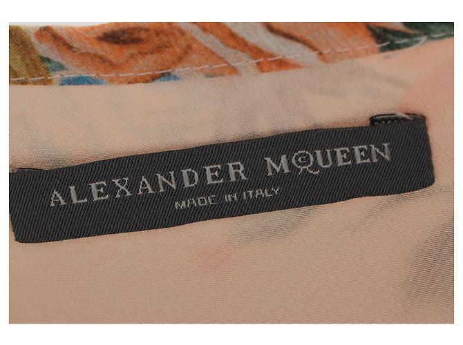Vestido Mini Alexander McQueen en Seda con Estampado Floral Multicolor - vista 4
