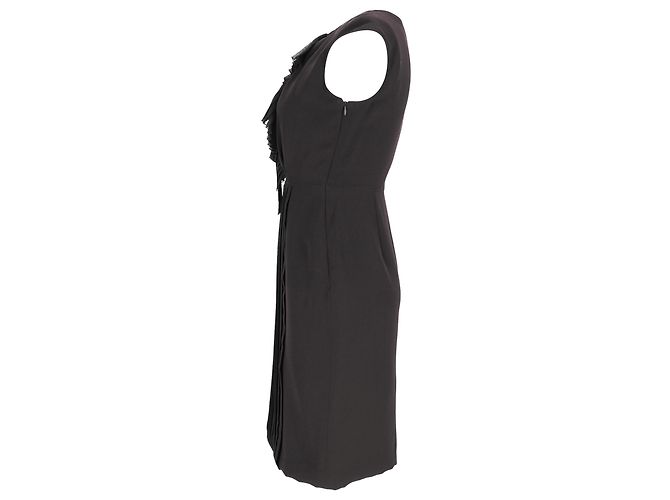 Vestido midi con acentos plisados Max Mara en triacetato marrón Castaño - vista 2