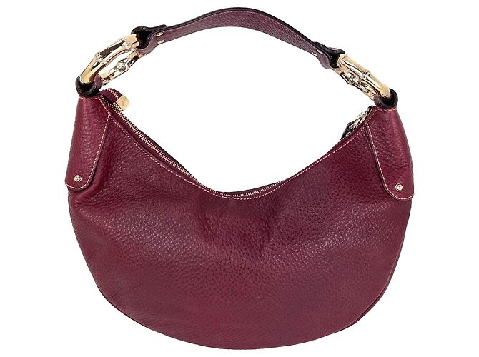 Bamboo Bolsa hobo de couro bordeaux com anel de bambu meia-lua Gucci Vermelho - vista 2