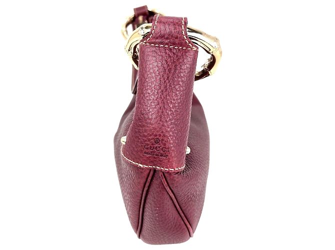 Bamboo Bolsa hobo de couro bordeaux com anel de bambu meia-lua Gucci Vermelho - vista 3