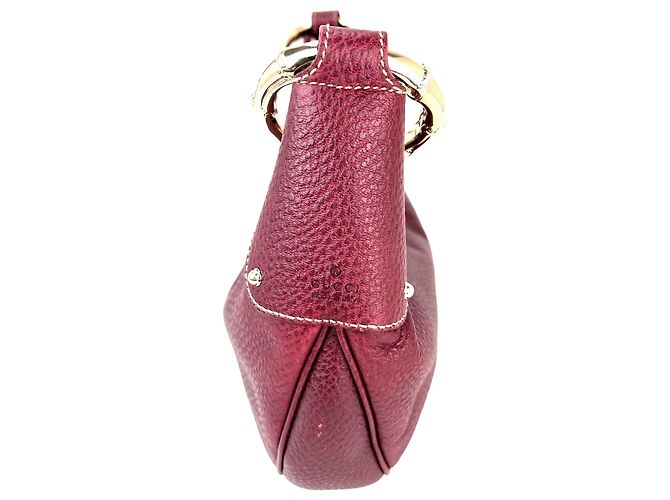 Bamboo Bolsa hobo de couro bordeaux com anel de bambu meia-lua Gucci Vermelho - vista 4