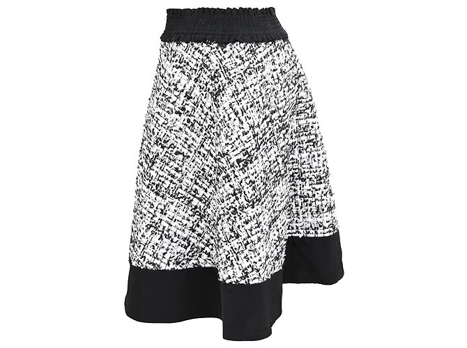 Falda mini de tweed en negro y blanco adornada con lentejuelas Sandro Paris en poliéster - vista 2