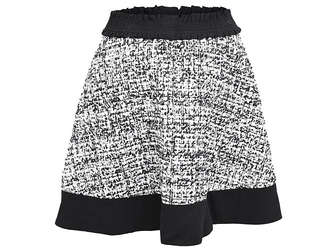 Falda mini de tweed en negro y blanco adornada con lentejuelas Sandro Paris en poliéster - vista 3